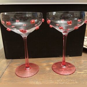 Bow / Bowtie Pink 
Champagne~Wine Stem Glass Coquette Set of 2